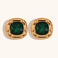 Stainless Steel Titanium Steel 18K Gold Plated Casual Simple Style Geometric Zircon Rings Earrings Necklace sku image 17