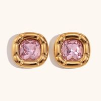 Stainless Steel Titanium Steel 18K Gold Plated Casual Simple Style Geometric Zircon Rings Earrings Necklace sku image 16