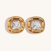 Stainless Steel Titanium Steel 18K Gold Plated Casual Simple Style Geometric Zircon Rings Earrings Necklace sku image 18
