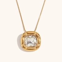 Stainless Steel Titanium Steel 18K Gold Plated Casual Simple Style Geometric Zircon Rings Earrings Necklace sku image 2