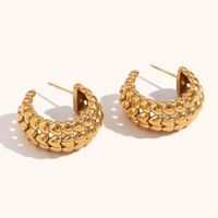 1 Paire Style Simple Commuer Forme C Forme De Cœur Placage Acier Inoxydable Plaqué Or 18K Boucles D'Oreilles main image 5