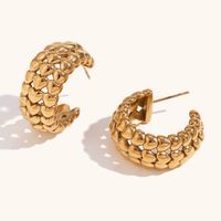 1 Pair Simple Style Commute C Shape Heart Shape Plating Stainless Steel 18K Gold Plated Ear Studs main image 3