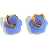 1 Pair Vacation Flower Plating Stainless Steel 18K Gold Plated Drop Earrings sku image 3