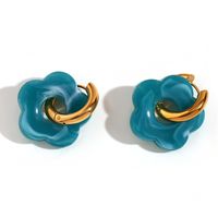 1 Pair Vacation Flower Plating Stainless Steel 18K Gold Plated Drop Earrings sku image 4
