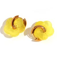 1 Pair Vacation Flower Plating Stainless Steel 18K Gold Plated Drop Earrings sku image 6