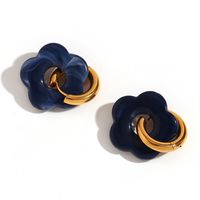 1 Pair Vacation Flower Plating Stainless Steel 18K Gold Plated Drop Earrings sku image 8