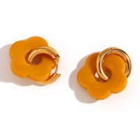 1 Pair Vacation Flower Plating Stainless Steel 18K Gold Plated Drop Earrings sku image 15