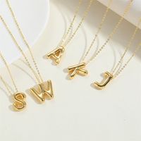 Copper 14K Gold Plated Vintage Style Simple Style Commute Letter Pendant Necklace main image 4