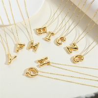 Copper 14K Gold Plated Vintage Style Simple Style Commute Letter Pendant Necklace main image 6