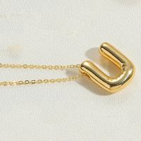 Copper 14K Gold Plated Vintage Style Simple Style Commute Letter Pendant Necklace sku image 16