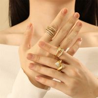 Wholesale Elegant Simple Style Lines Copper Layered Inlay 18K Gold Plated Zircon Open Rings main image 1