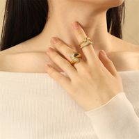 Wholesale Elegant Simple Style Lines Copper Layered Inlay 18K Gold Plated Zircon Open Rings main image 3
