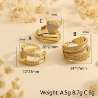 Wholesale Elegant Simple Style Lines Copper Layered Inlay 18K Gold Plated Zircon Open Rings main image 2