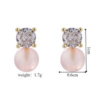 1 Pair Simple Style Geometric Plating Inlay Alloy Copper Zircon Ear Studs main image 2