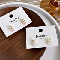 1 Pair Simple Style Geometric Plating Inlay Alloy Copper Zircon Ear Studs main image 7