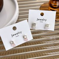 1 Pair Simple Style Geometric Plating Inlay Alloy Copper Zircon Ear Studs main image 8