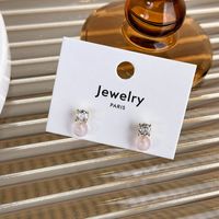 1 Pair Simple Style Geometric Plating Inlay Alloy Copper Zircon Ear Studs main image 4