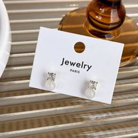 1 Pair Simple Style Geometric Plating Inlay Alloy Copper Zircon Ear Studs main image 3