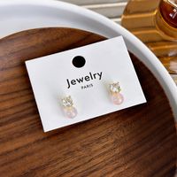 1 Pair Simple Style Geometric Plating Inlay Alloy Copper Zircon Ear Studs main image 9