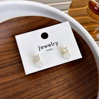1 Pair Simple Style Geometric Plating Inlay Alloy Copper Zircon Ear Studs main image 10