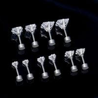 5 Pairs Simple Style Square Plating 304 Stainless Steel Zircon 18K Gold Plated Ear Studs main image 1