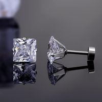 5 Pairs Simple Style Square Plating 304 Stainless Steel Zircon 18K Gold Plated Ear Studs main image 3