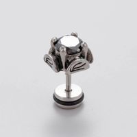 1 Piece Vintage Style Simple Style Geometric Stainless Steel Zircon Ear Studs main image 8