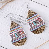 1 Pair Retro Water Droplets Pu Leather Drop Earrings main image 4