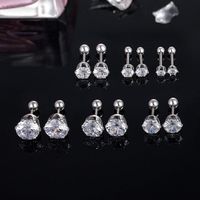 6 Paires Style Simple Rond Placage Acier Inoxydable 316L Zircon Boucles D'Oreilles main image 1