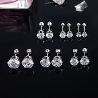 6 Pairs Simple Style Round 304 Stainless Steel Zircon Ear Studs main image 1