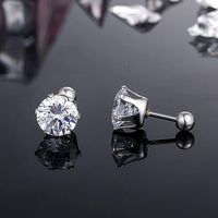 6 Pairs Simple Style Round 304 Stainless Steel Zircon Ear Studs main image 3