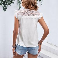 Women's Blouse Short Sleeve Blouses Lace Vacation Solid Color main image 4