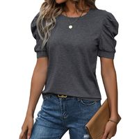 Women's T-shirt Short Sleeve T-Shirts Rib-Knit Vacation Solid Color main image 4