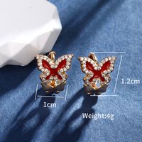 1 Pair IG Style Fairy Style Classic Style Butterfly Enamel Plating Inlay Copper Alloy Rhinestones 18K Gold Plated Ear Studs main image 4