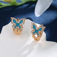 1 Pair IG Style Fairy Style Classic Style Butterfly Enamel Plating Inlay Copper Alloy Rhinestones 18K Gold Plated Ear Studs main image 8