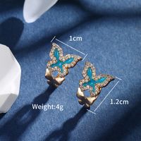 1 Pair IG Style Fairy Style Classic Style Butterfly Enamel Plating Inlay Copper Alloy Rhinestones 18K Gold Plated Ear Studs main image 5