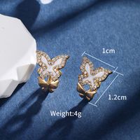 1 Pair IG Style Fairy Style Classic Style Butterfly Enamel Plating Inlay Copper Alloy Rhinestones 18K Gold Plated Ear Studs main image 2