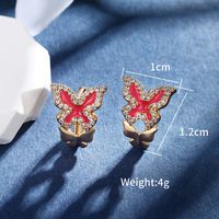 1 Pair IG Style Fairy Style Classic Style Butterfly Enamel Plating Inlay Copper Alloy Rhinestones 18K Gold Plated Ear Studs main image 3