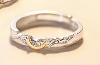 Sterling Silver Elegant Simple Style Sun Moon Open Rings sku image 1