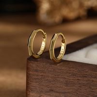 1 Pair Casual Simple Style Circle Round Sterling Silver White Gold Plated Hoop Earrings main image 3