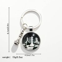 Casual Chess Pieces Alloy Inlay Glass Silver Plated Keychain main image 2