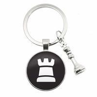 Casual Chess Pieces Alloy Inlay Glass Silver Plated Keychain main image 10