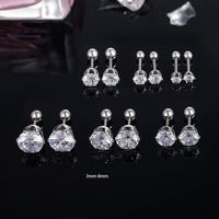 6 Pairs Simple Style Round Plating 316L Stainless Steel  Zircon Ear Studs main image 2