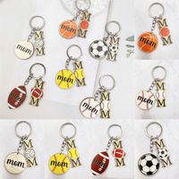 Casual Letter Basketball Football Wood Silver Plated Mother'S Day Keychain main image 1