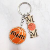 Casual Letter Basketball Football Wood Silver Plated Mother'S Day Keychain main image 3