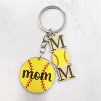 Casual Letter Basketball Football Wood Silver Plated Mother'S Day Keychain main image 7