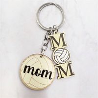 Casual Letter Basketball Football Wood Silver Plated Mother'S Day Keychain main image 8