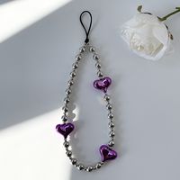 Simple Style Heart Shape Arylic Beaded Handmade Keychain sku image 1