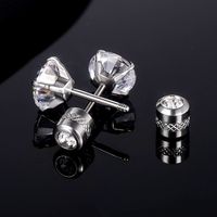 1 Pair Simple Style Round Inlay 304 Stainless Steel Zircon 18K Gold Plated Ear Studs main image 3