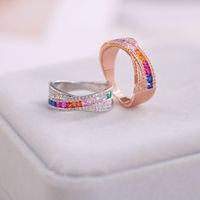 Wholesale Simple Style Geometric Copper Plating Inlay Zircon Rings main image 1